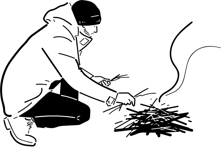 焚火する人のイラスト